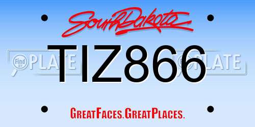 TIZ866 South Dakota License Plate