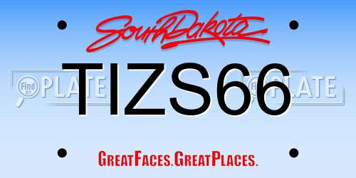 TIZS66 South Dakota License Plate
