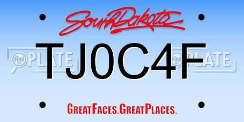 TJ0C4F South Dakota License Plate