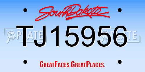 TJ15956 South Dakota License Plate