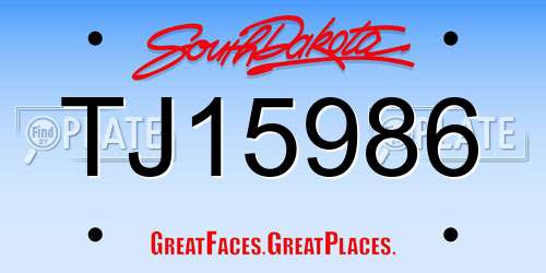TJ15986 South Dakota License Plate