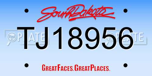 TJ18956 South Dakota License Plate