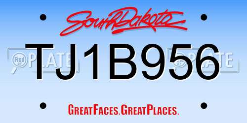 TJ1B956 South Dakota License Plate
