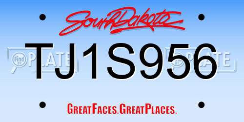 TJ1S956 South Dakota License Plate