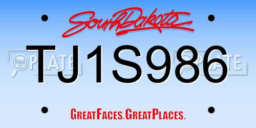 TJ1S986 South Dakota License Plate