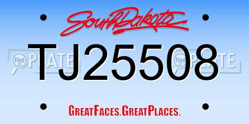 TJ25508 South Dakota License Plate