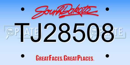 TJ28508 South Dakota License Plate