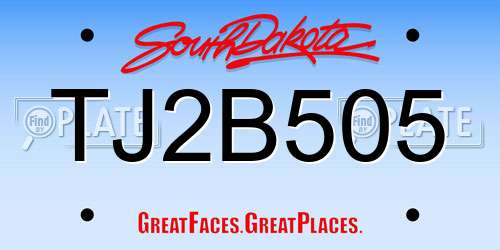 TJ2B505 South Dakota License Plate