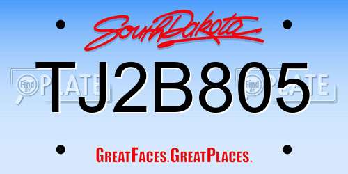 TJ2B805 South Dakota License Plate