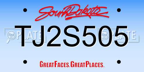 TJ2S505 South Dakota License Plate