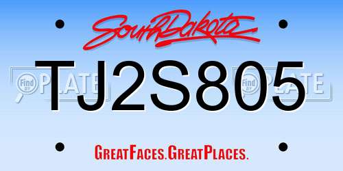 TJ2S805 South Dakota License Plate