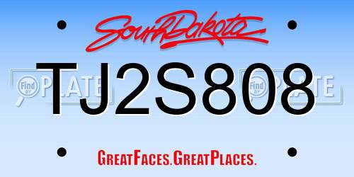TJ2S808 South Dakota License Plate