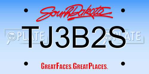 TJ3B2S South Dakota License Plate