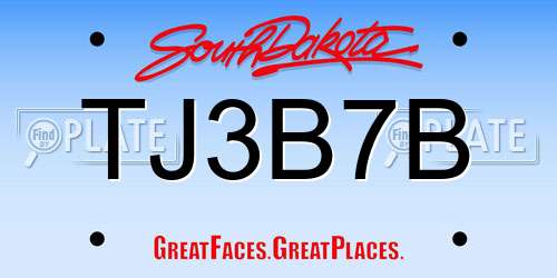 TJ3B7B South Dakota License Plate