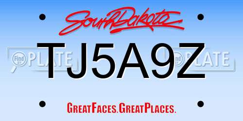 TJ5A9Z South Dakota License Plate