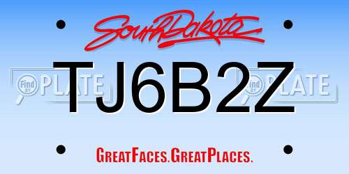TJ6B2Z South Dakota License Plate