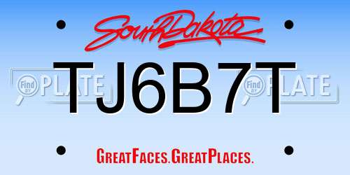 TJ6B7T South Dakota License Plate