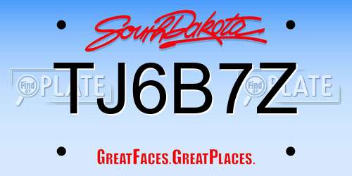 TJ6B7Z South Dakota License Plate