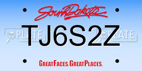 TJ6S2Z South Dakota License Plate
