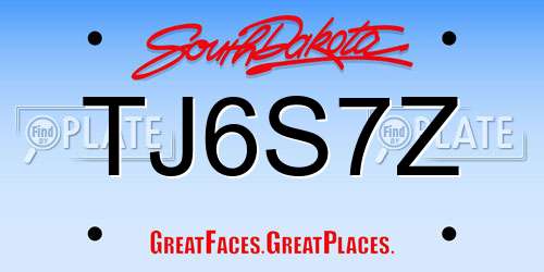 TJ6S7Z South Dakota License Plate