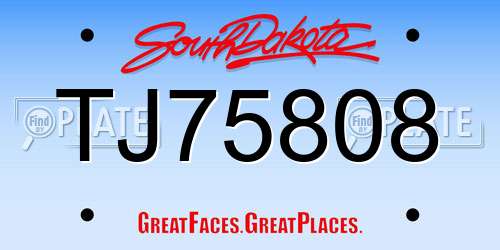 TJ75808 South Dakota License Plate