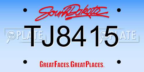 TJ8415 South Dakota License Plate
