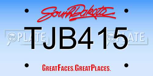 TJB415 South Dakota License Plate