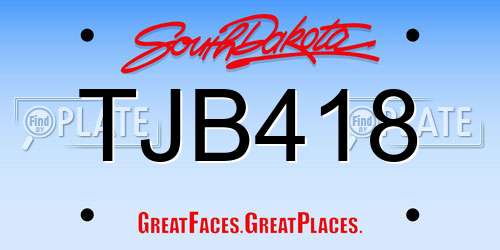 TJB418 South Dakota License Plate