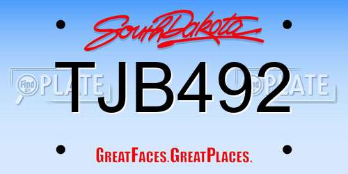 TJB492 South Dakota License Plate