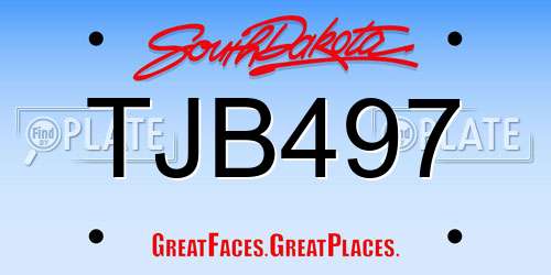 TJB497 South Dakota License Plate