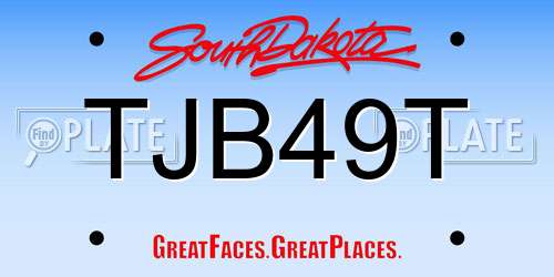 TJB49T South Dakota License Plate