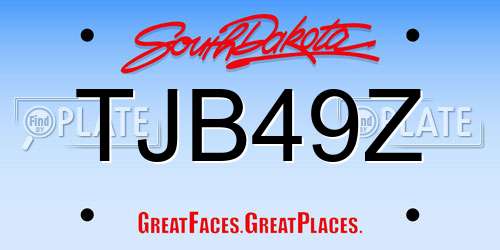 TJB49Z South Dakota License Plate