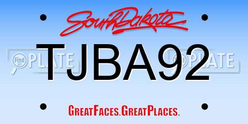 TJBA92 South Dakota License Plate