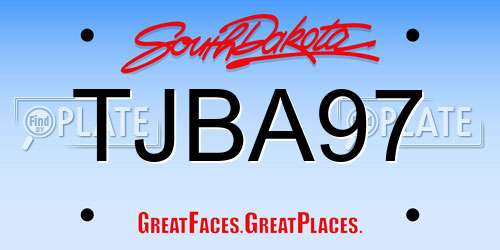 TJBA97 South Dakota License Plate