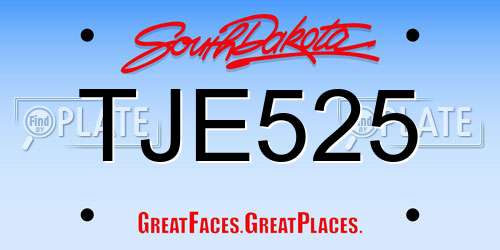 TJE525 South Dakota License Plate
