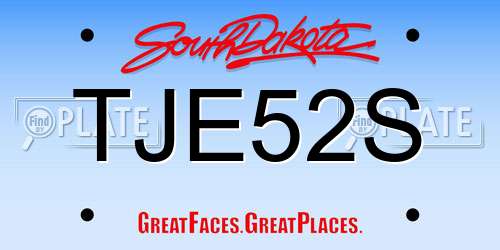 TJE52S South Dakota License Plate