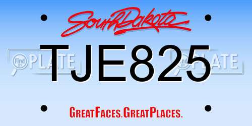 TJE825 South Dakota License Plate