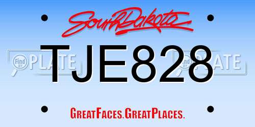 TJE828 South Dakota License Plate