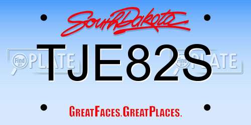 TJE82S South Dakota License Plate