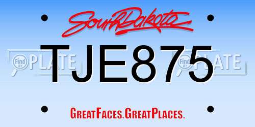 TJE875 South Dakota License Plate