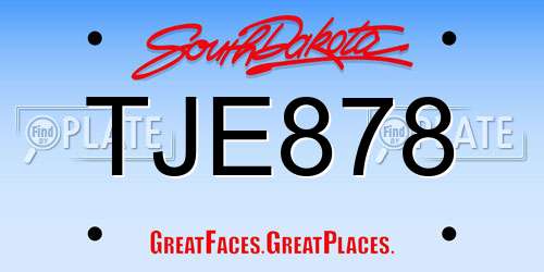 TJE878 South Dakota License Plate