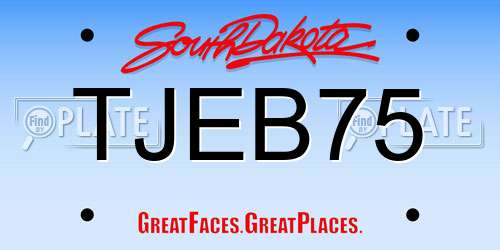 TJEB75 South Dakota License Plate