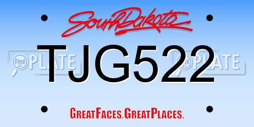 TJG522 South Dakota License Plate
