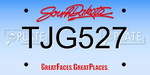 TJG527 South Dakota License Plate
