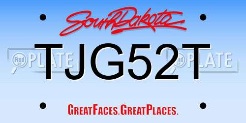 TJG52T South Dakota License Plate