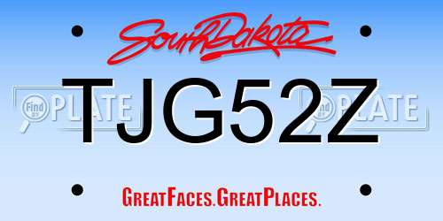 TJG52Z South Dakota License Plate