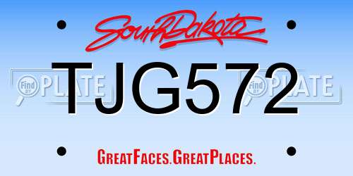 TJG572 South Dakota License Plate