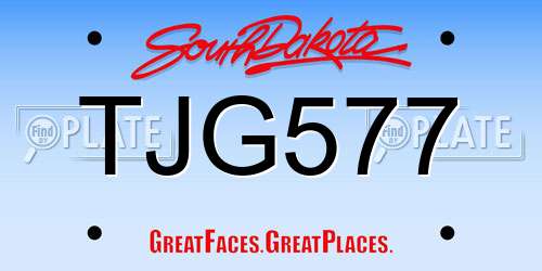 TJG577 South Dakota License Plate