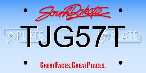 TJG57T South Dakota License Plate