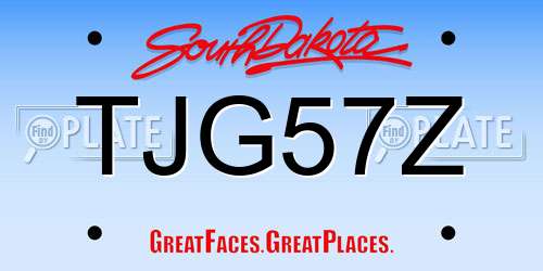 TJG57Z South Dakota License Plate